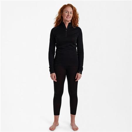 INTIMO DA DONNA - NERO DEERHUNTER LADY QUINN MERINO ½-ZIP MAILLOT DE CORPS - NOIR