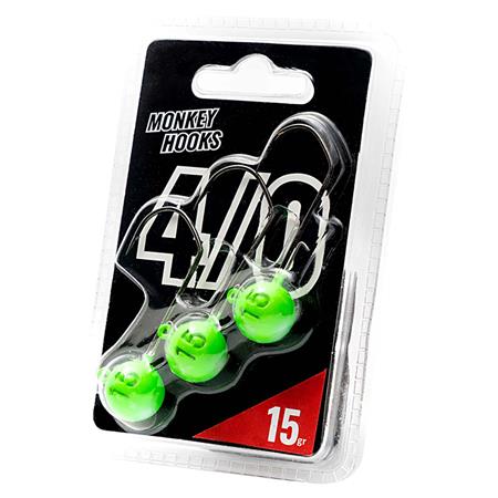 JIGHEAD MONKEY LURES - VERT/BLANC - PACK OF 3