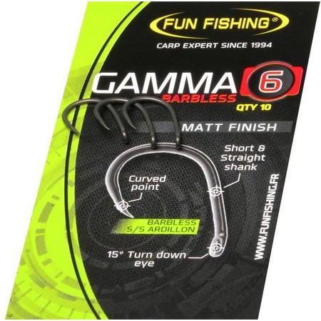 Karpfenhaken Fun Fishing Gamma Serie Barbless - 10Er Pack