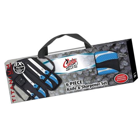 KIT 4 FACAS + 1 AFIADOR + SACO CUDA