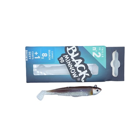 Kit Leurre Souple Arme Fiiish Combo Black Minnow 90 + Tete Plombee Search - Sexy Brown