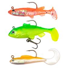 ANCLLO Kit Leurres Pêche Souples – 10 Appâts + Crochets, Poids, Émerillons, Pour Eau Douce Et Salée