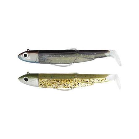 Kit Med Riggade Mjukplastbeten Fiiish Double Combo Black Minnow 90 + Blyhuvud Off Shore