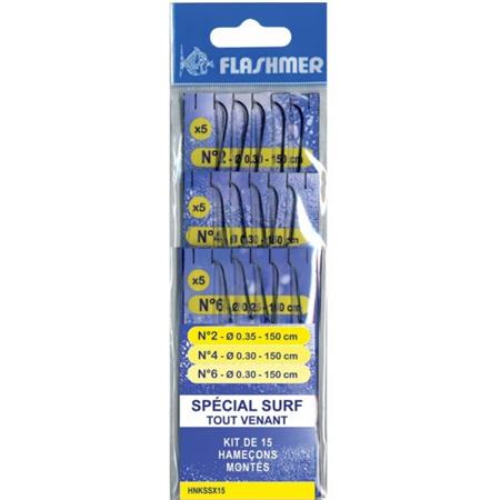Kit Met Voorgemonteerde Haken Flashmer Spécial Surf ”Tout Venant”