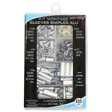 Kit Montaje Tubitos Simples Ovales Aluminio + Terminales Explorer Tackle Sleeve Simples Ovales Alu + Cosses