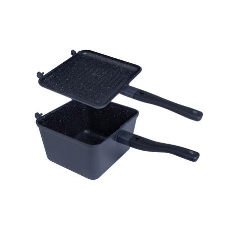 KOCHSET RIDGE MONKEY CONNECT DEEP PAN & GRIDDLE XL GRANITE EDITION