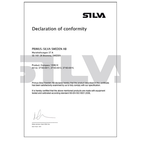 KOMPAS SILVA 100B/H PACIFIC POUR MONTAGE CLOISON, CLINOMÈTRE ET ÉCLAIRAGE 12V