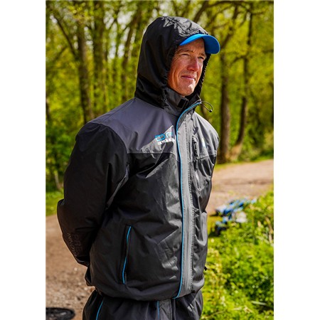 KOMPLET KURTKI I OGRODNICZEK MĘSKICH PRESTON INNOVATIONS DF LITE SUIT - CZARNY/SZARY