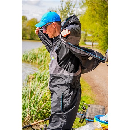 KOMPLET KURTKI I OGRODNICZEK MĘSKICH PRESTON INNOVATIONS DF LITE SUIT - CZARNY/SZARY