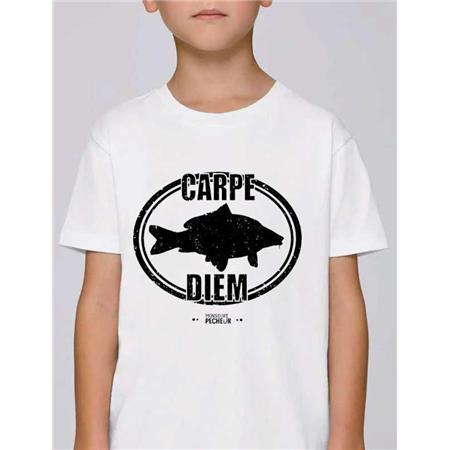 Kortærmet Børne-T-Shirt Monsieur Pêcheur Carpe Diem - Hvid