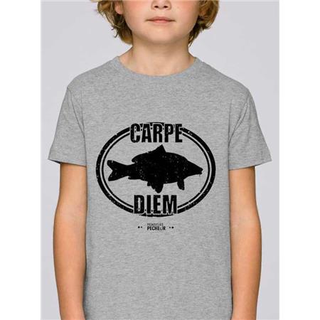 Kortærmet Børne-T-Shirt Monsieur Pêcheur Carpe Diem - Melangegrå
