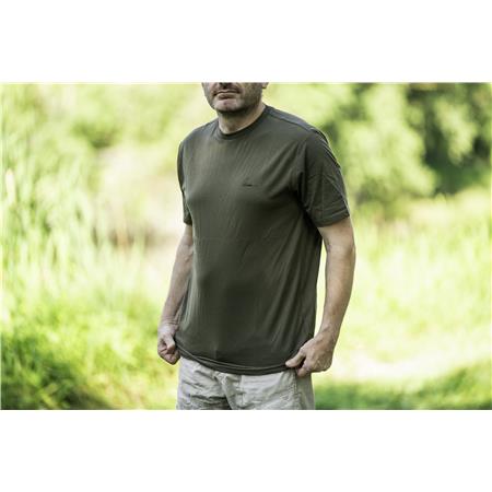 KORTÆRMET T-SHIRT TIL HERRER KORDA MINIMAL - MØRK OLIVEN