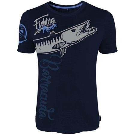 Kortærmet T-Shirt Til Mænd Hot Spot Design Fishing Mania Barracuda - Marineblå