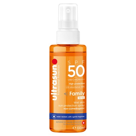 Krem Przeciwsłoneczny Ultrasun Family Wet Skin Spray Spf50 100 Ml