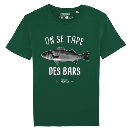 Kurzärmeliges Herren-T-Shirt Monsieur Pêcheur Wir Fangen Massenweise Wolfsbarsche - Grün