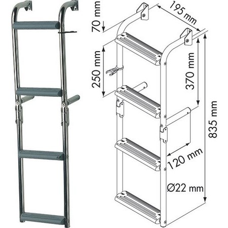 Ladder For Narrow Transom 90° Crook Plastimo