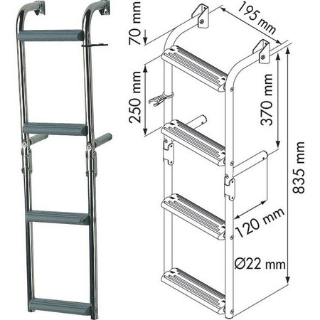 Ladder Plastimo Smalle Treden, Kruisstukken 90°