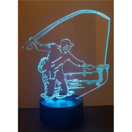 Lâmpada - Pescador À Mosca Kisskiss Metal 3D Led Illusion - Pêcheur À La Mouche