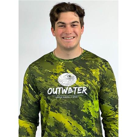 LANGÆRMET T-SHIRT OUTWATER SPREKS - SKOVGRØN