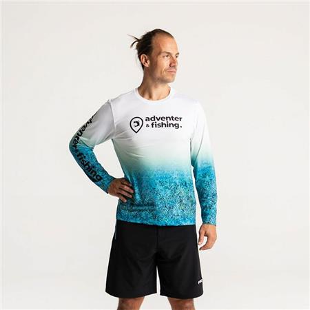 LANGÆRMET T-SHIRT TIL HERRE ADVENTER & FISHING BOZED ANTI UV - BLEU