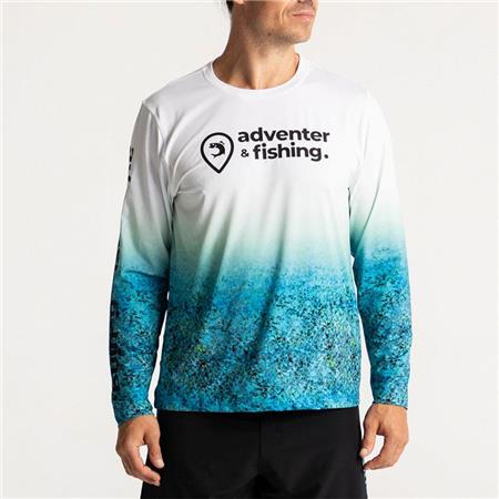 Langærmet T-Shirt Til Herre Adventer & Fishing Bozed Anti Uv - Bleu