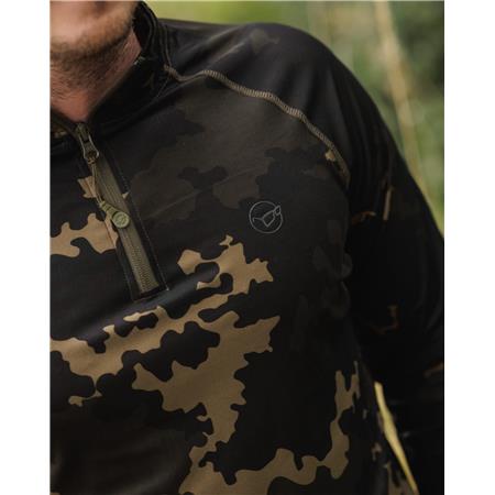 LANGÆRMET T-SHIRT TIL MÆND KORDA KOOL UPF ZIP JERSEY - MØRK KAMO