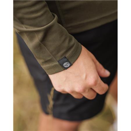 LANGÆRMET T-SHIRT TIL MÆND KORDA KOOL UPF ZIP JERSEY - MØRK OLIVEN