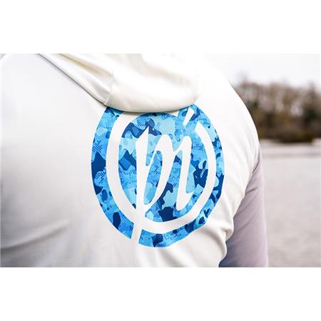 LANGÆRMET T-SHIRT TIL MÆND PRESTON INNOVATIONS PERFORMANCE HOODED SUN SHIRT UPF-40 - HVID/GRÅ
