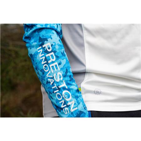 LANGÆRMET T-SHIRT TIL MÆND PRESTON INNOVATIONS PERFORMANCE SUN SHIRT UPF-35 - HVID/BLÅ