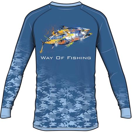 LANGARM-T-SHIRT HERREN W.O.F. UV THON - BLAU