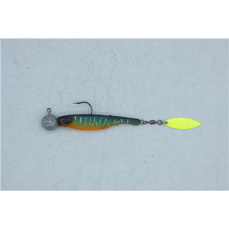 Leurre Souple Armé Hyperlastics Dartspin 3.5' Round Jighead - 9Cm - 7G - Mat Tiger Chartreuse