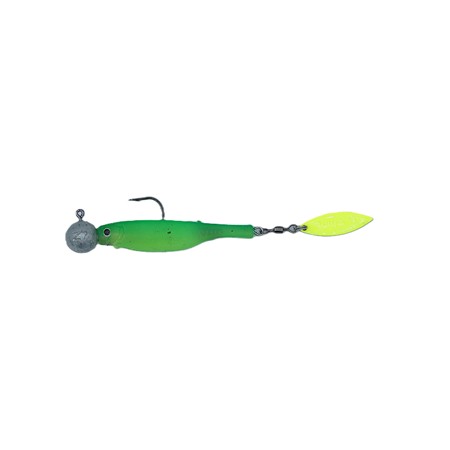 Leurre Souple Armé Hyperlastics Dartspin 3.5' Round Jighead - 9Cm - 7G - Mat Tiger Chartreuse