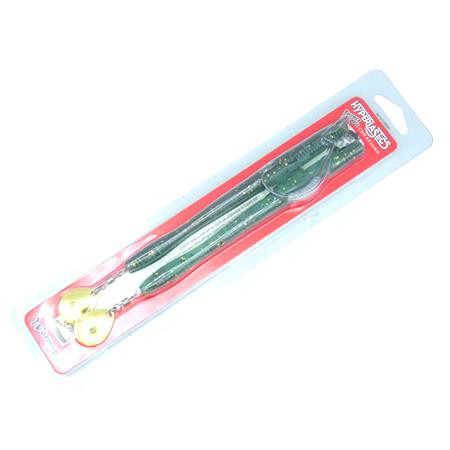 Leurre Souple Armé Hyperlastics Wormspin 7.25 - 18.5Cm - Green Pepper Gold - Par 2