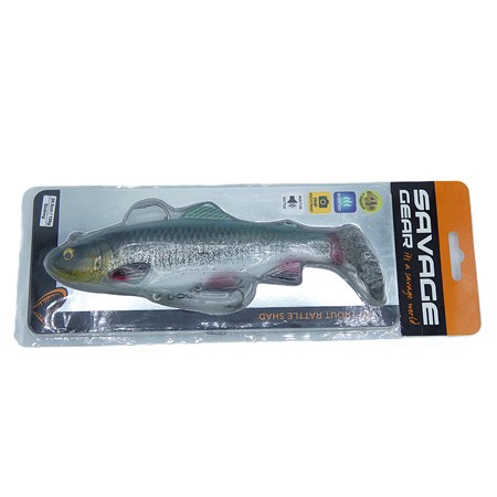 Leurre Souple Armé Savage Gear 4D Trout Rattle Shad - 20.5Cm - Green Silver