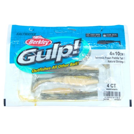 Leurre Souple Berkley Gulp! Nemesis Prawn Paddle Tail - 10Cm - Natural Shrimp - Par 4