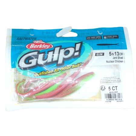 Leurre Souple Berkley Gulp! Saltwater Jerk Shad - 12.5Cm - Nuclear Chicken - Par 5