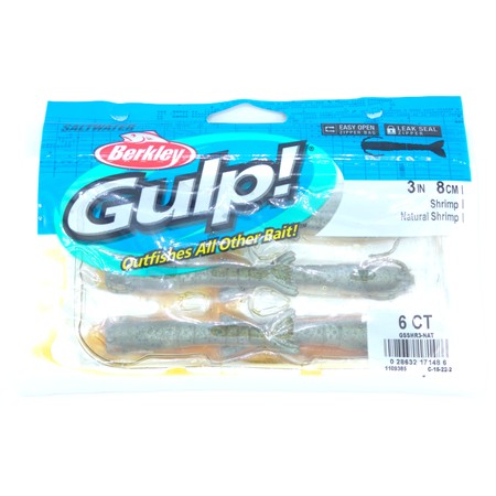 Leurre Souple Berkley Gulp! Shrimp - 7.5Cm - Natural Shrimp - Par 6