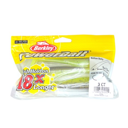 Leurre Souple Berkley Powerbait Hollow Belly - 13Cm - Brown Chartreuse - Par 3