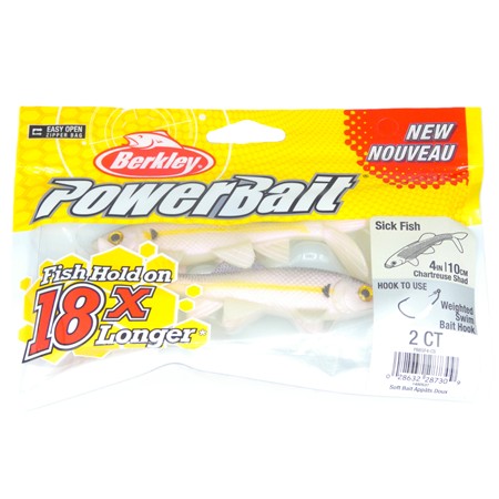 Leurre Souple Berkley Powerbait Sick Fish - 10Cm - Chartreuse Shad - Par 2