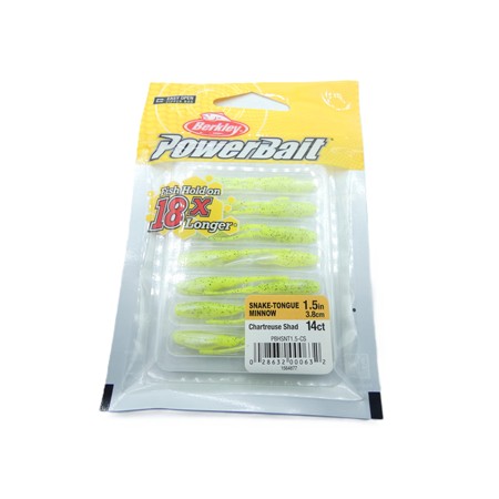 Leurre Souple Berkley Powerbait Snake-Tongue Minnow - 4Cm - Chartreuse Shad - Par 14