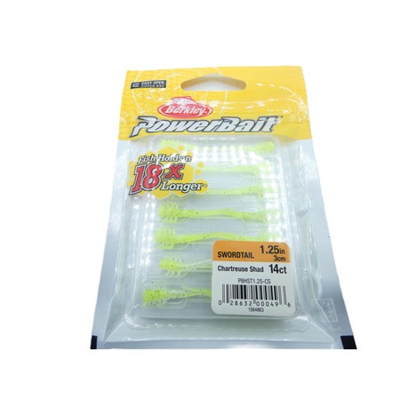 Leurre Souple Berkley Powerbait Swordtail - 3Cm - Chartreuse Shad - Par 14