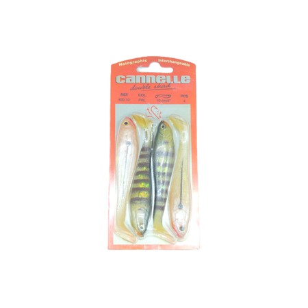 Leurre Souple Cannelle Double Shad Holographique Non Monte - Pearl - Longueur 10Cm - Par 4