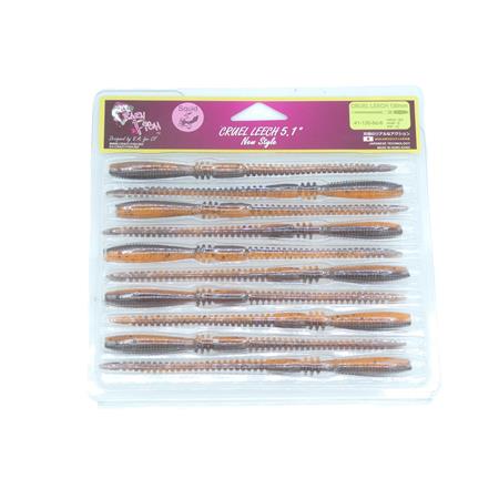 Leurre Souple Crazy Fish Cruel Leech 5.1” - 13Cm - Orange Coffee - Par 10