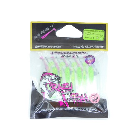 Leurre Souple Crazy Fish Nano Minnow 1.6” - 4Cm - Kiwi - Par 8