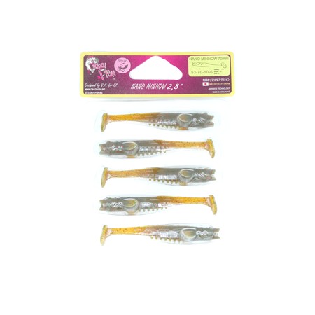 Leurre Souple Crazy Fish Nano Minnow 2.8” - 7Cm - Motoroil - Par 5