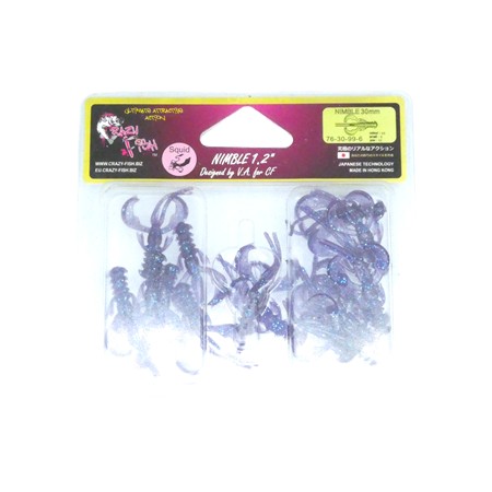 Leurre Souple Crazy Fish Nimble 1.2” - 3Cm - Grape - Par 16