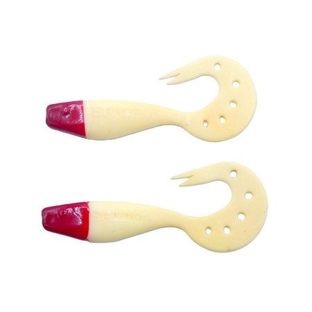Leurre Souple Delalande Sandra - 9Cm - Blanc Tête Rouge - Par 2