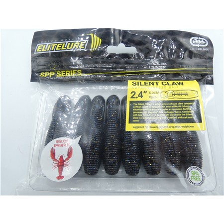 Leurre Souple Elitelure Silent Claw 2.4” - 6.1Cm - Green Pumpkin Black Flake - Par 8