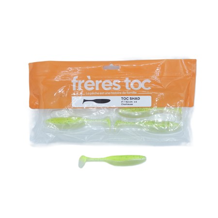 Leurre Souple Frère Toc Toc Shad - Chartreuse - Par 6
