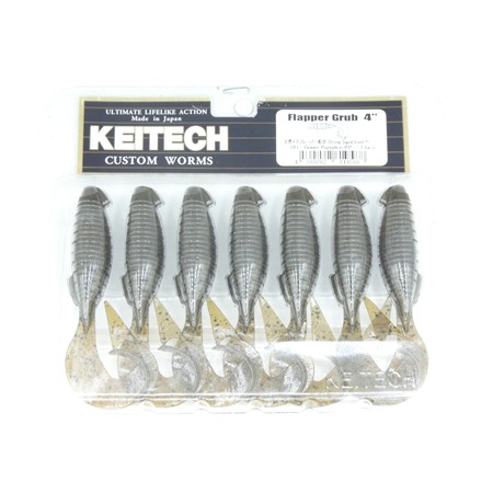 Leurre Souple Keitech Flapper Grub - 10Cm - Green Pumpkin - Par 7